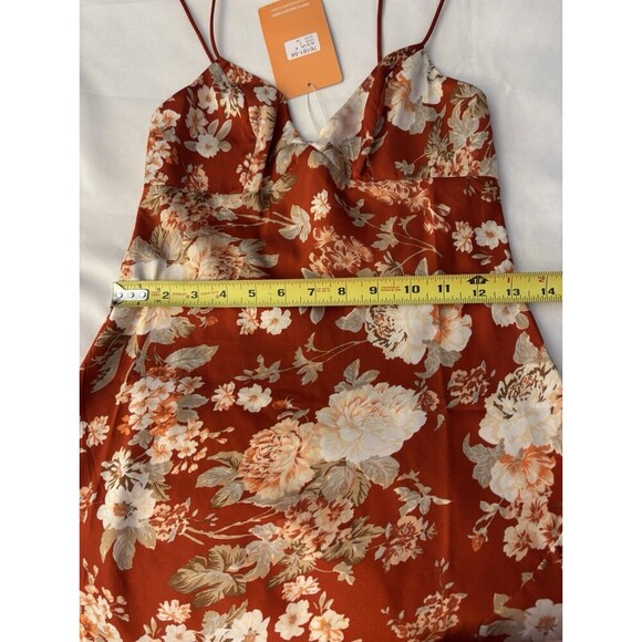 THAT'S SO FETCH Rhea Slip Dress Women 2 Orange Floral Bodycon Spaghetti Straps - Picture 13 of 13